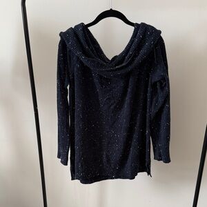 Loft Navy Blue Knit Sweater with Cowl Neck